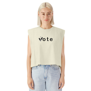 Vote Win- American Apparel Women's Garment Dyed Muscle Tank - faded cream