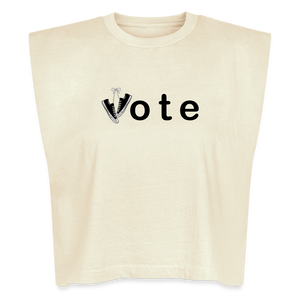 Vote Win- American Apparel Women's Garment Dyed Muscle Tank - faded cream