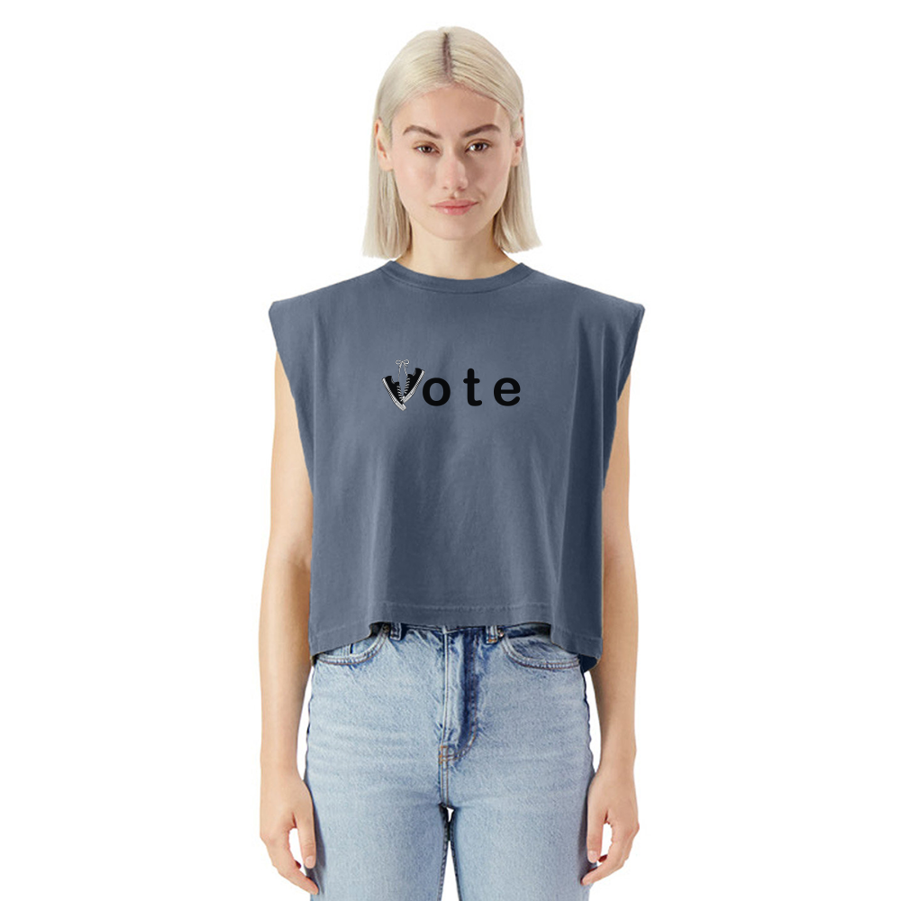 Vote Win- American Apparel Women's Garment Dyed Muscle Tank - faded navy