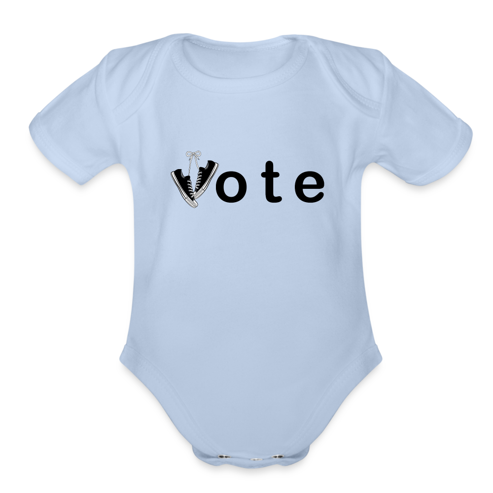 VOTE WIN- Organic Short Sleeve Baby Bodysuit - sky