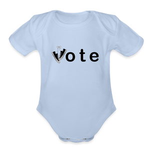 VOTE WIN- Organic Short Sleeve Baby Bodysuit - sky