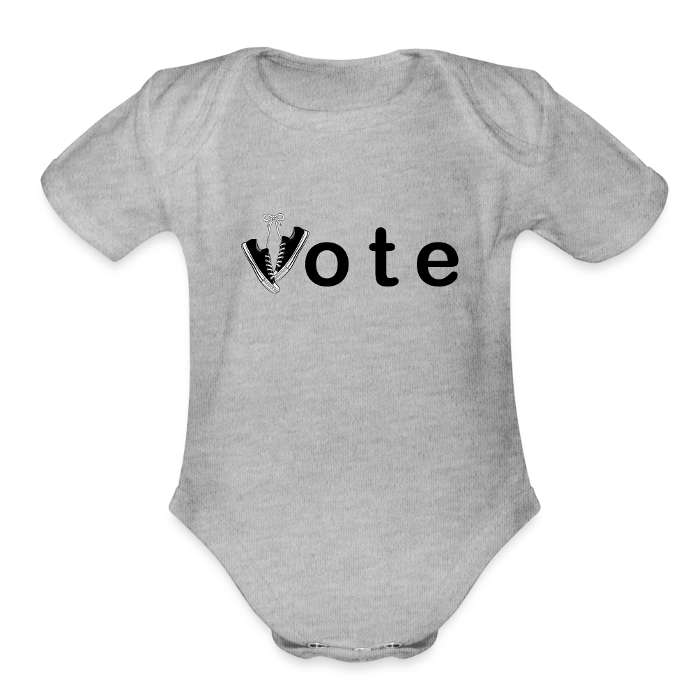 VOTE WIN- Organic Short Sleeve Baby Bodysuit - heather grey