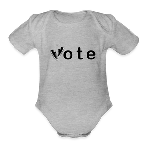 VOTE WIN- Organic Short Sleeve Baby Bodysuit - heather grey