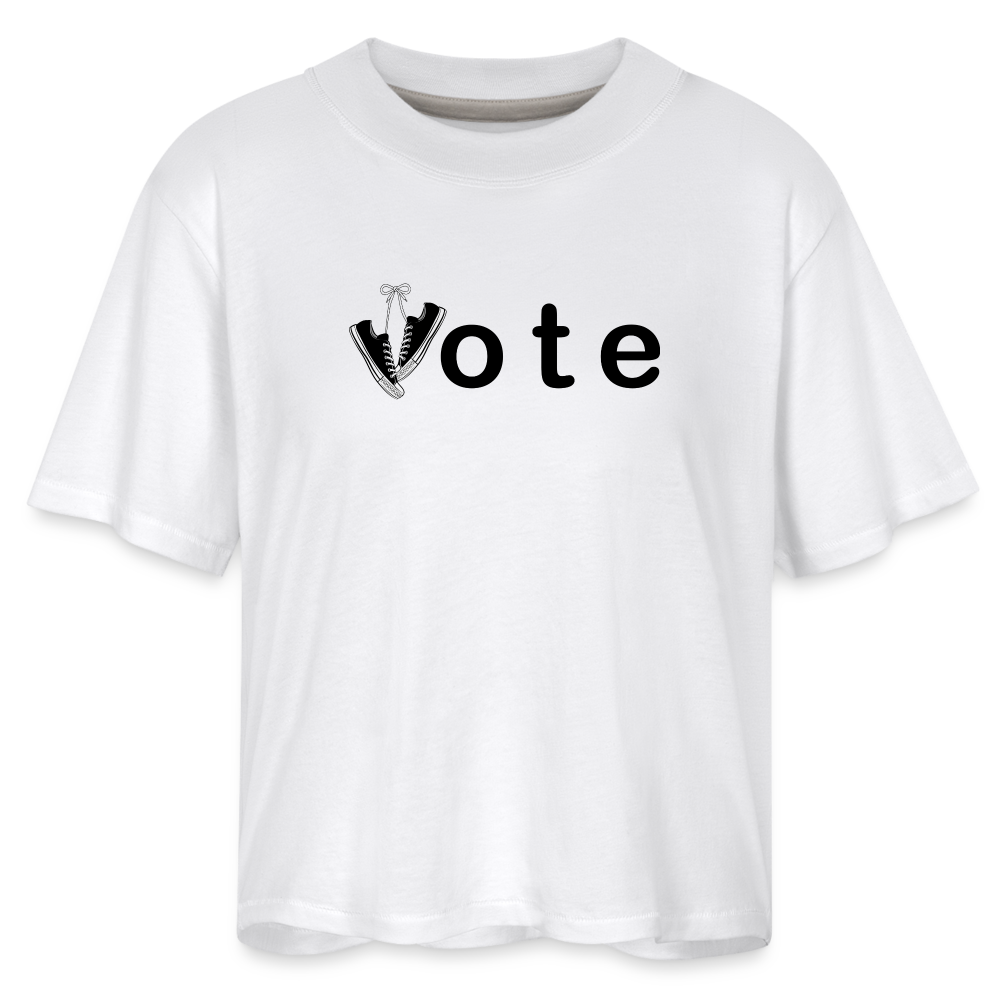 Vote Win- Women's Boxy Tee - white