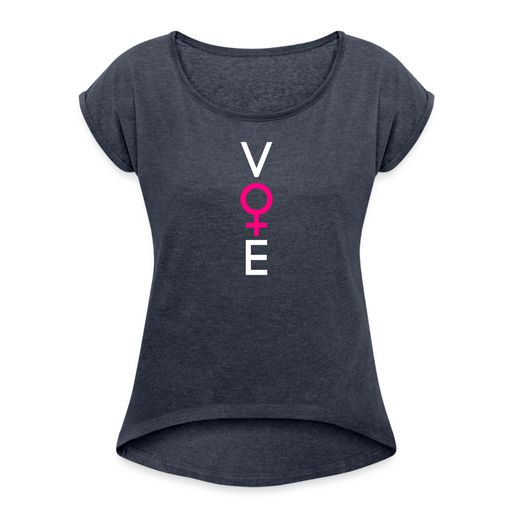 SHE VOTES - Women's Roll Cuff T-Shirt - navy heather