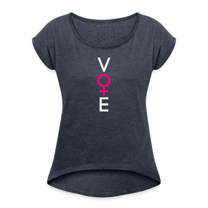 SHE VOTES - Women's Roll Cuff T-Shirt - navy heather