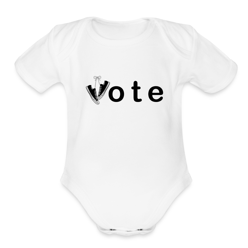 VOTE WIN- Organic Short Sleeve Baby Bodysuit - white