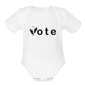 VOTE WIN- Organic Short Sleeve Baby Bodysuit - white