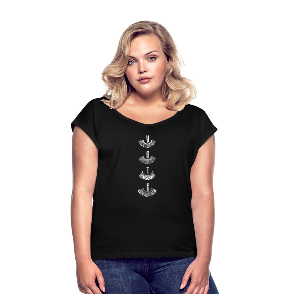 Vote RBG Women's Roll Cuff T-Shirt - black