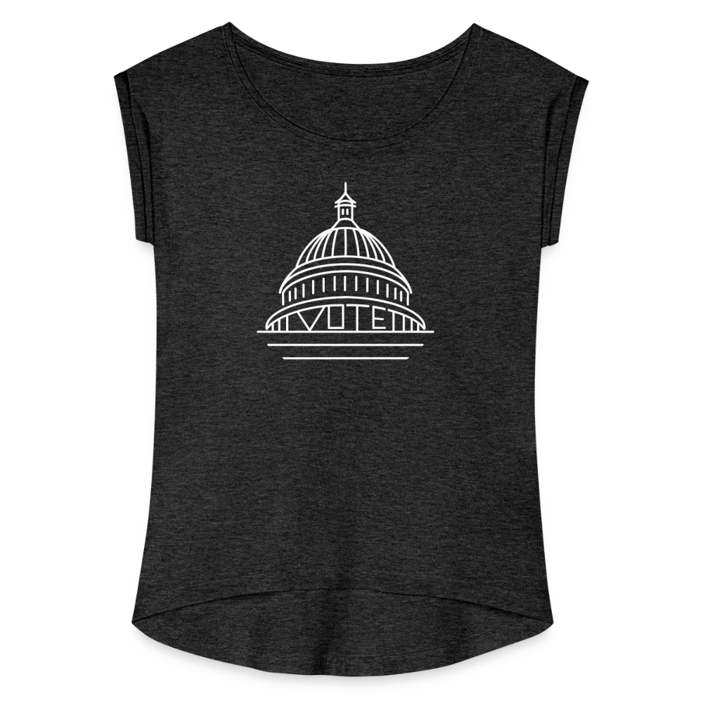 Vote Democracy - Women's Roll Cuff T-Shirt - heather black