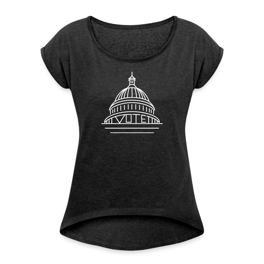 Vote Democracy - Women's Roll Cuff T-Shirt - heather black