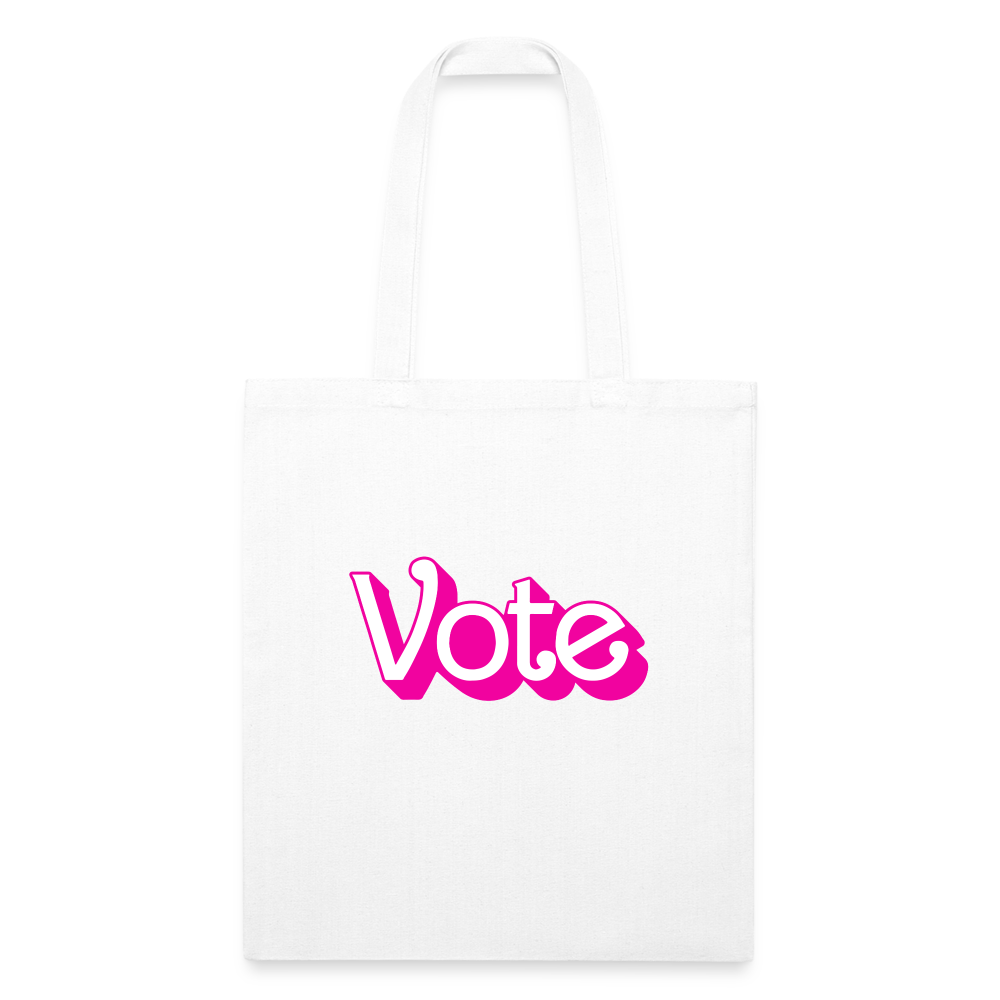 Vote Pink - Recycled Tote Bag - white