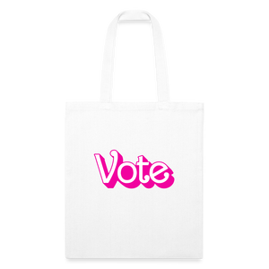 Vote Pink - Recycled Tote Bag - white
