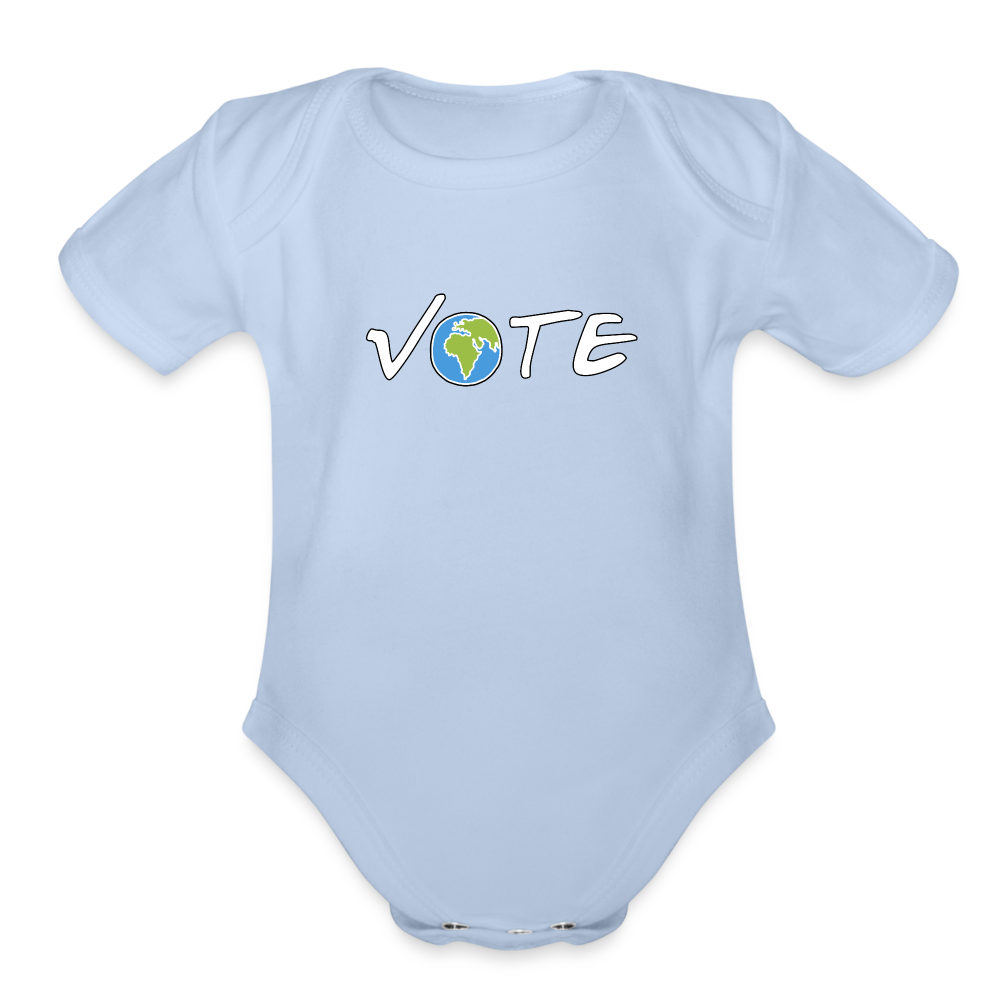 Vote Earth- Organic Short Sleeve Baby Bodysuit - sky