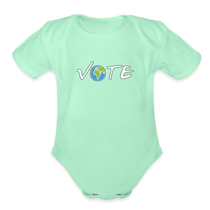 Vote Earth- Organic Short Sleeve Baby Bodysuit - light mint