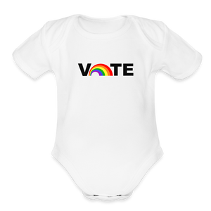 VOTE PROUD- Organic Short Sleeve Baby Bodysuit - white