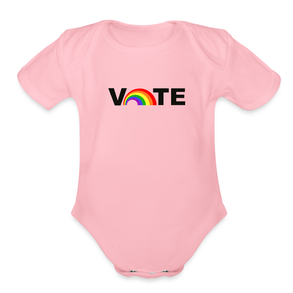 VOTE PROUD- Organic Short Sleeve Baby Bodysuit - light pink