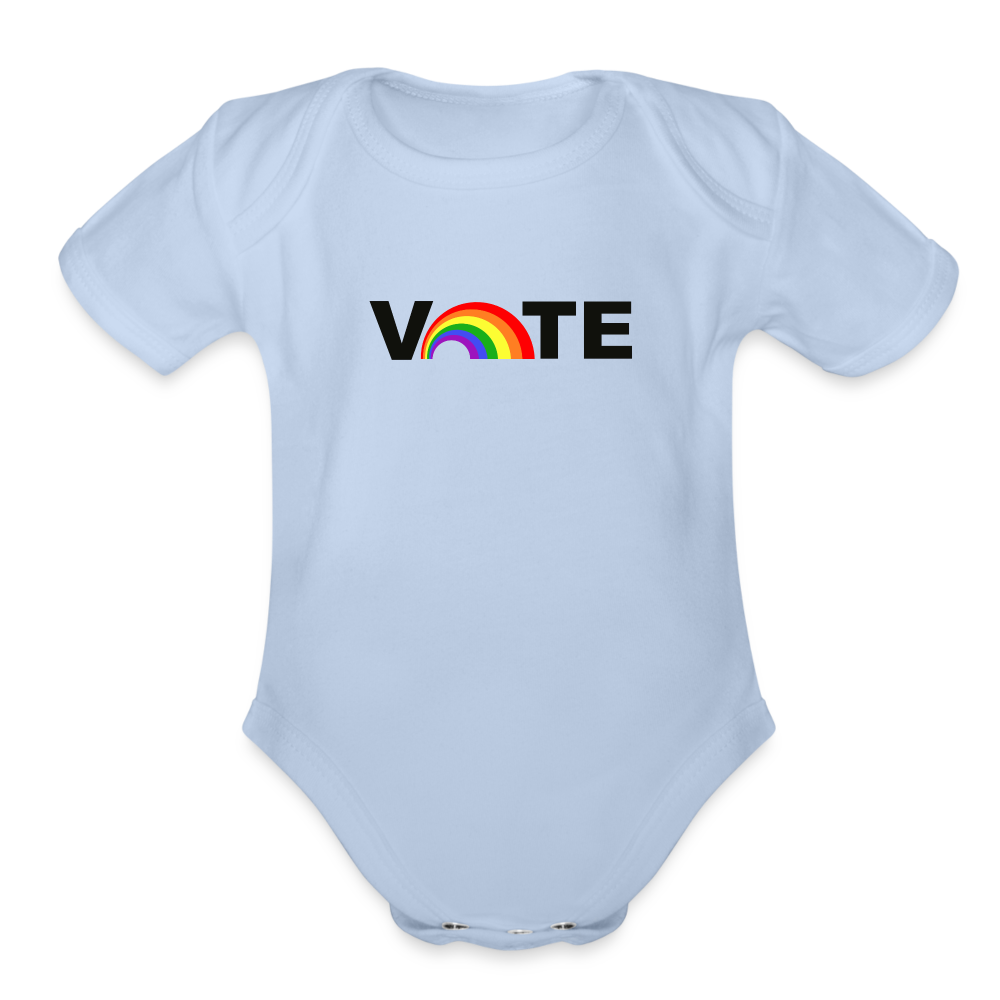 VOTE PROUD- Organic Short Sleeve Baby Bodysuit - sky