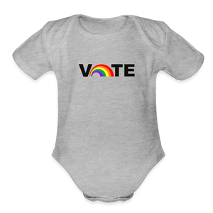 VOTE PROUD- Organic Short Sleeve Baby Bodysuit - heather grey