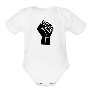 VOTE POWER- Organic Short Sleeve Baby Bodysuit - white