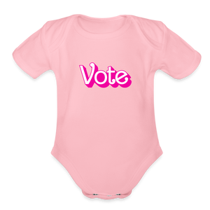 VOTE PINK- Organic Short Sleeve Baby Bodysuit - light pink