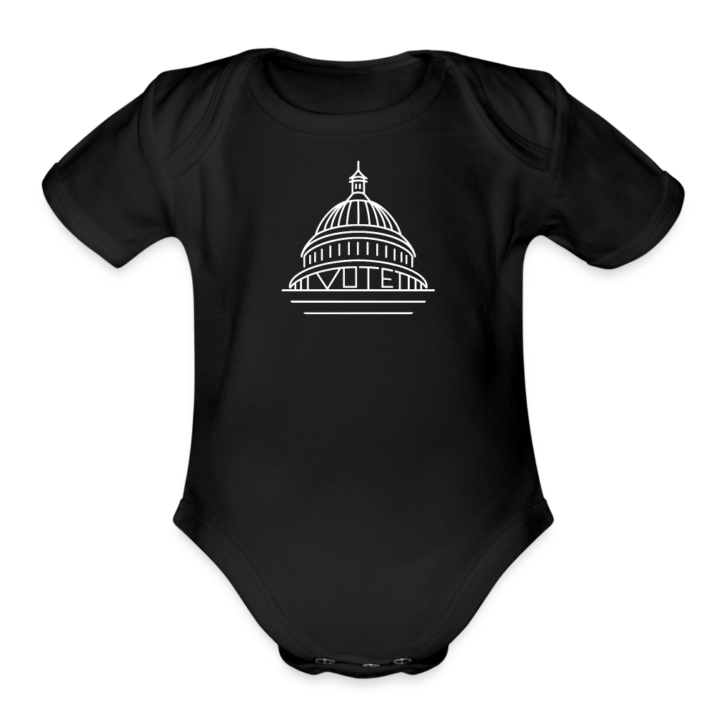 VOTE DEMOCRACY- Organic Short Sleeve Baby Bodysuit - black