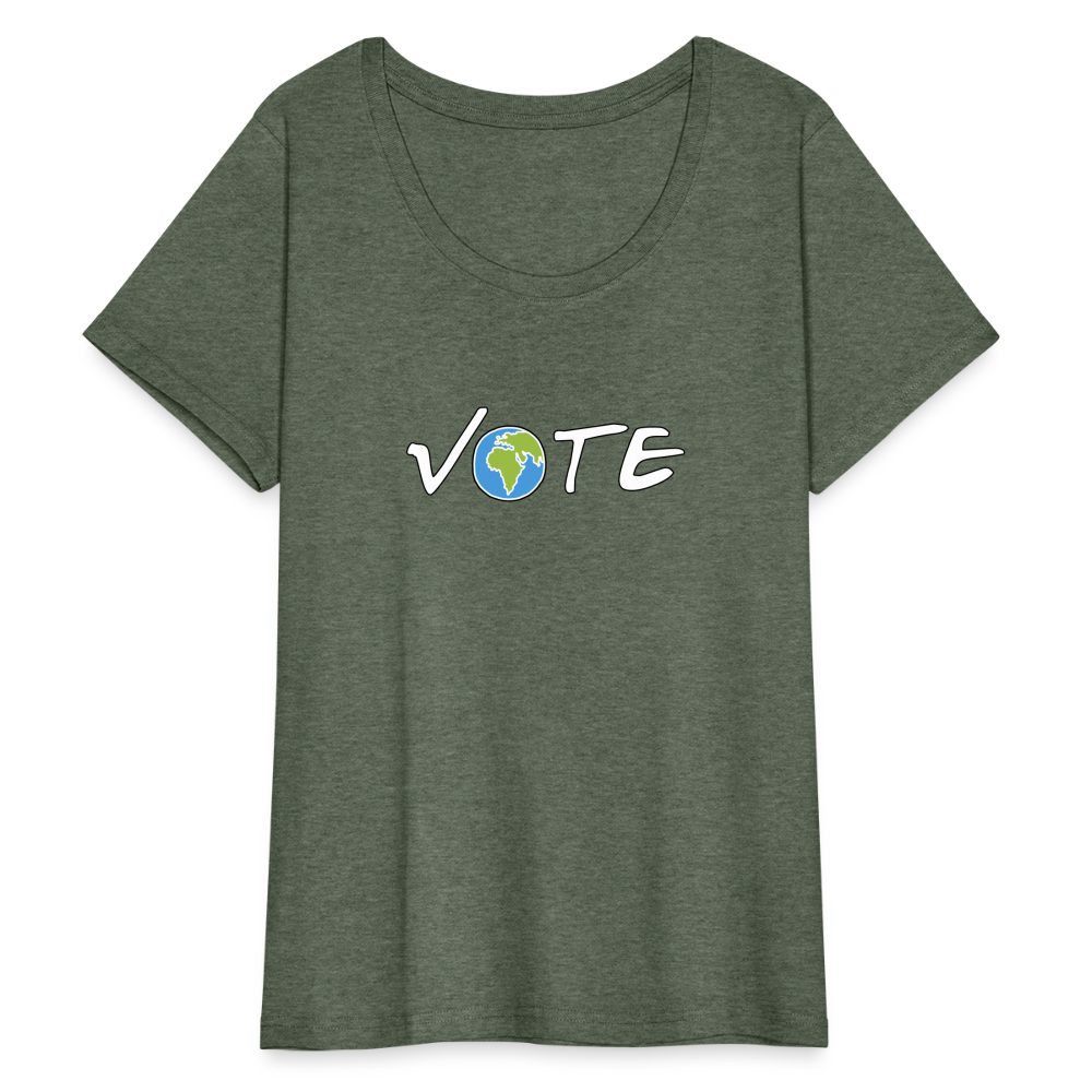 VOTE EARTH- Women’s Curvy T-Shirt - heather military green