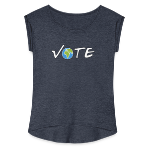 Vote Earth - Women's Roll Cuff T-Shirt - navy heather