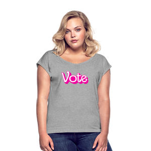 Vote PINK - Women's Roll Cuff T-Shirt - heather gray