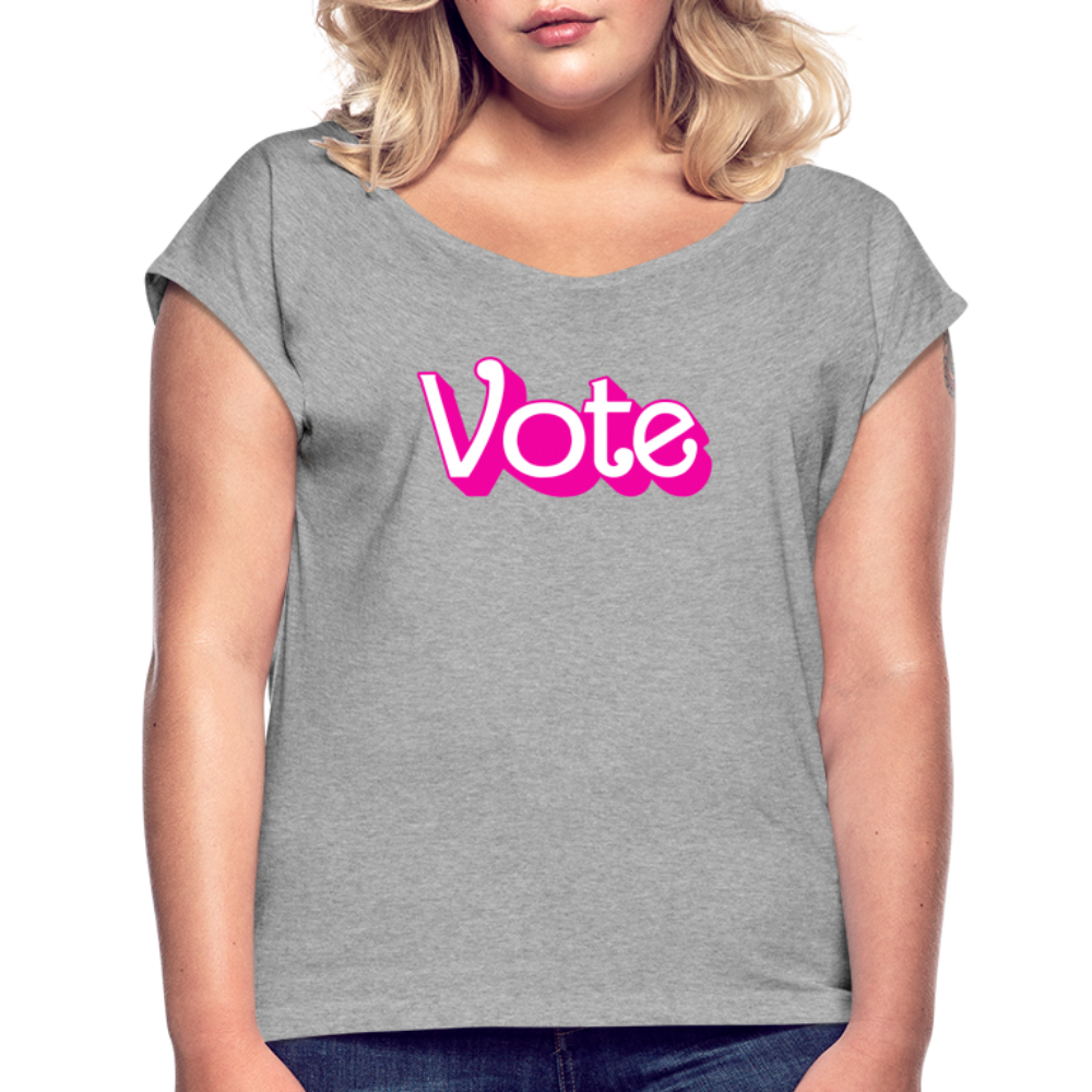 Vote PINK - Women's Roll Cuff T-Shirt - heather gray