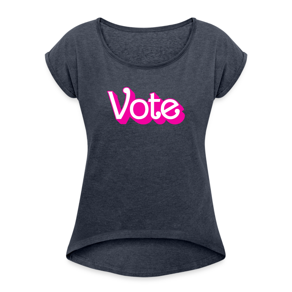 Vote PINK - Women's Roll Cuff T-Shirt - navy heather