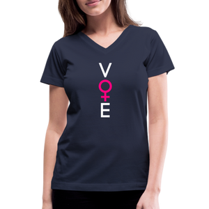 SHE VOTES - Women's V-Neck T-Shirt - navy