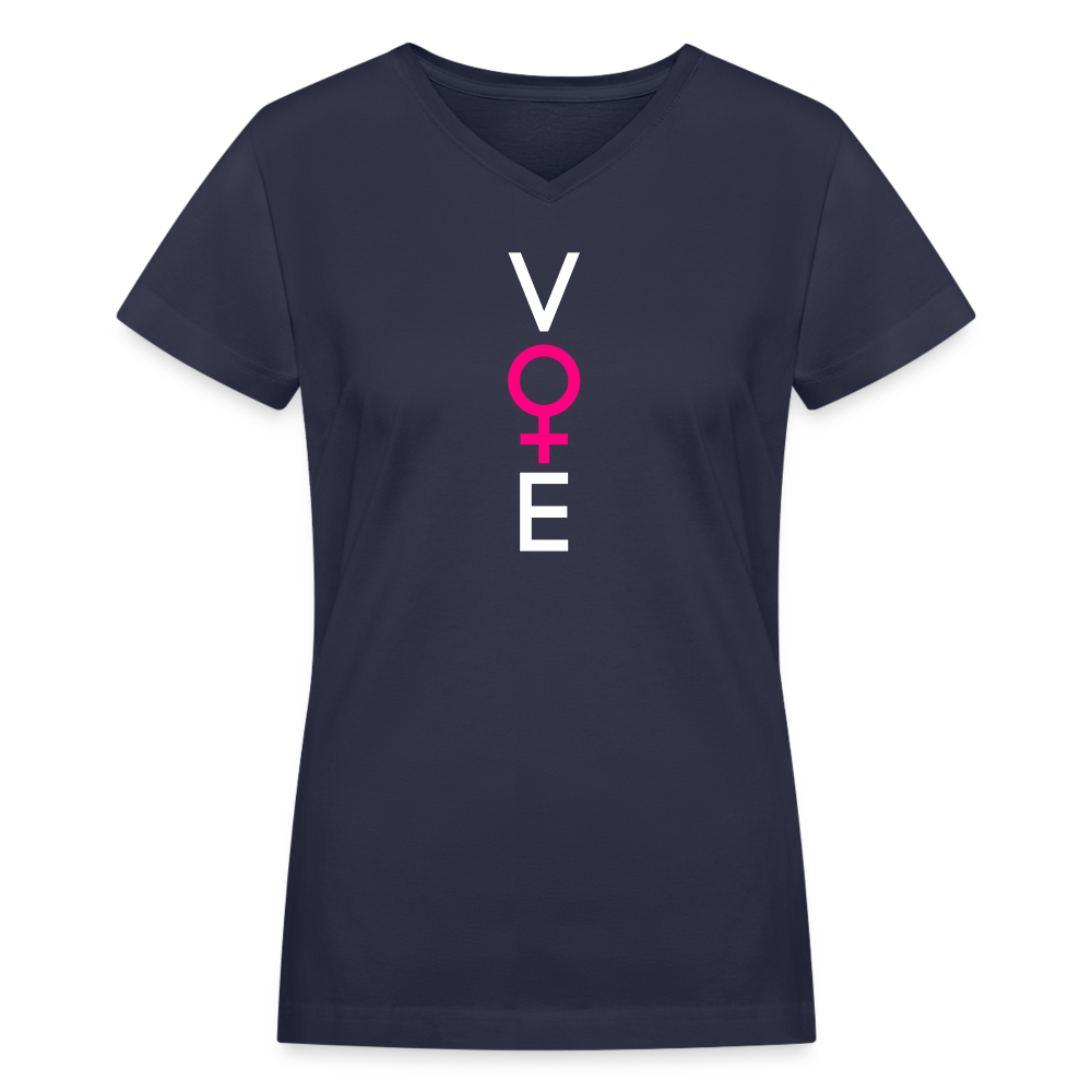SHE VOTES - Women's V-Neck T-Shirt - navy
