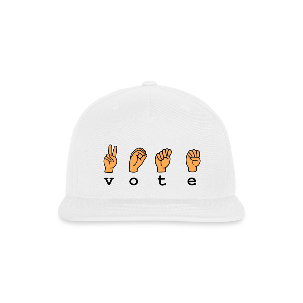 Vote Sign Snapback Baseball Cap - white