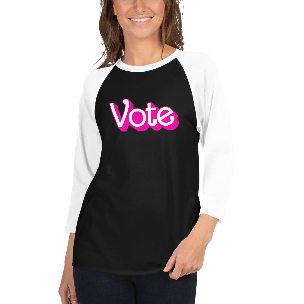 VOTE PINK- 3/4 sleeve raglan shirt