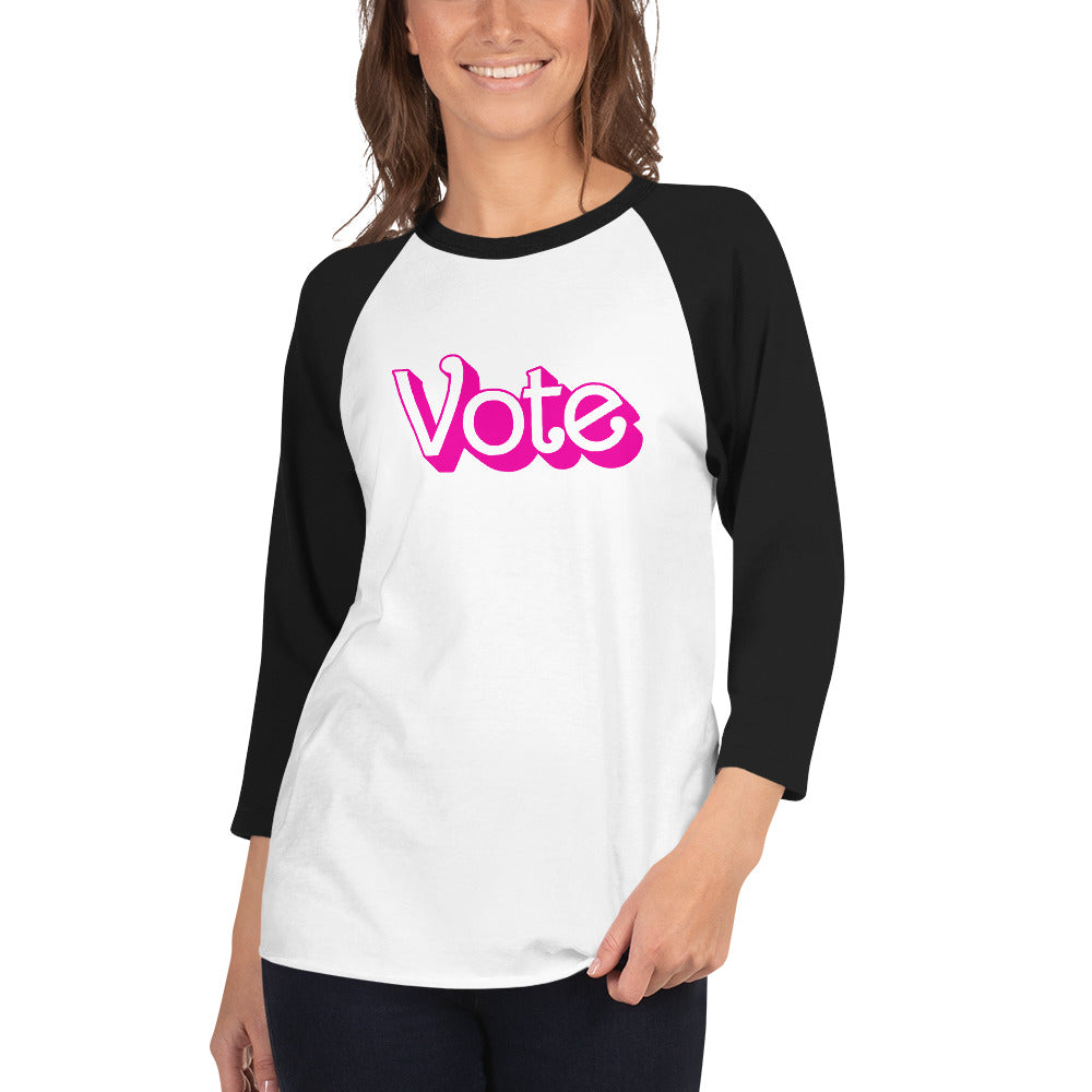 VOTE PINK- 3/4 sleeve raglan shirt