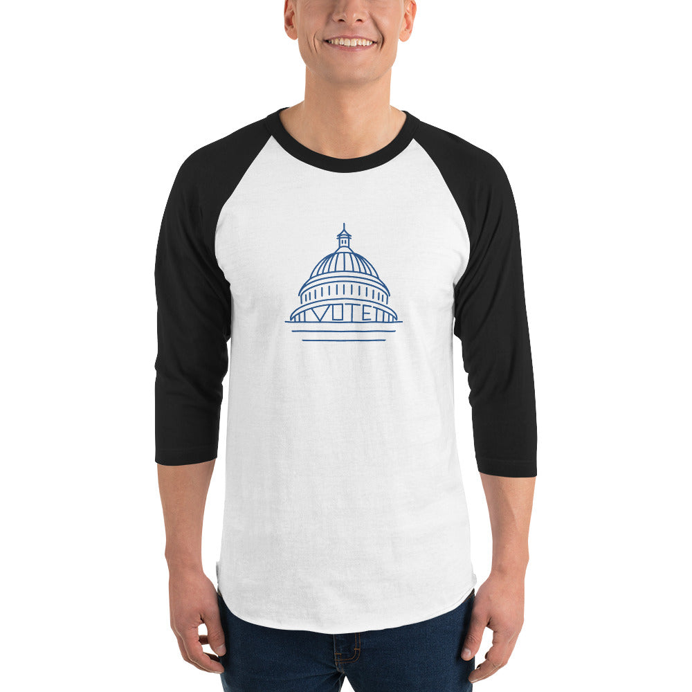 VOTE DEMOCRACY- 3/4 sleeve raglan shirt