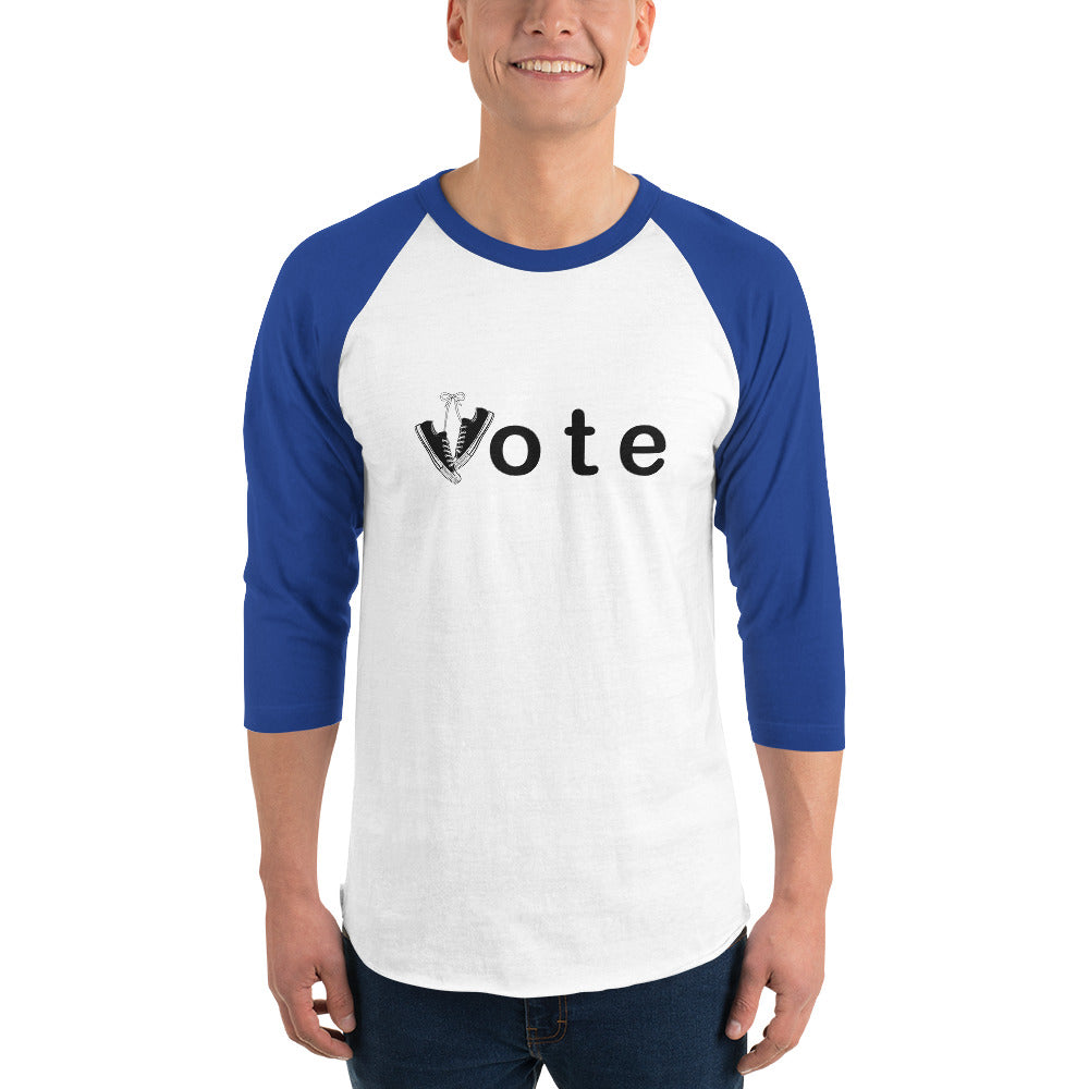 VOTE WIN- 3/4 sleeve raglan shirt