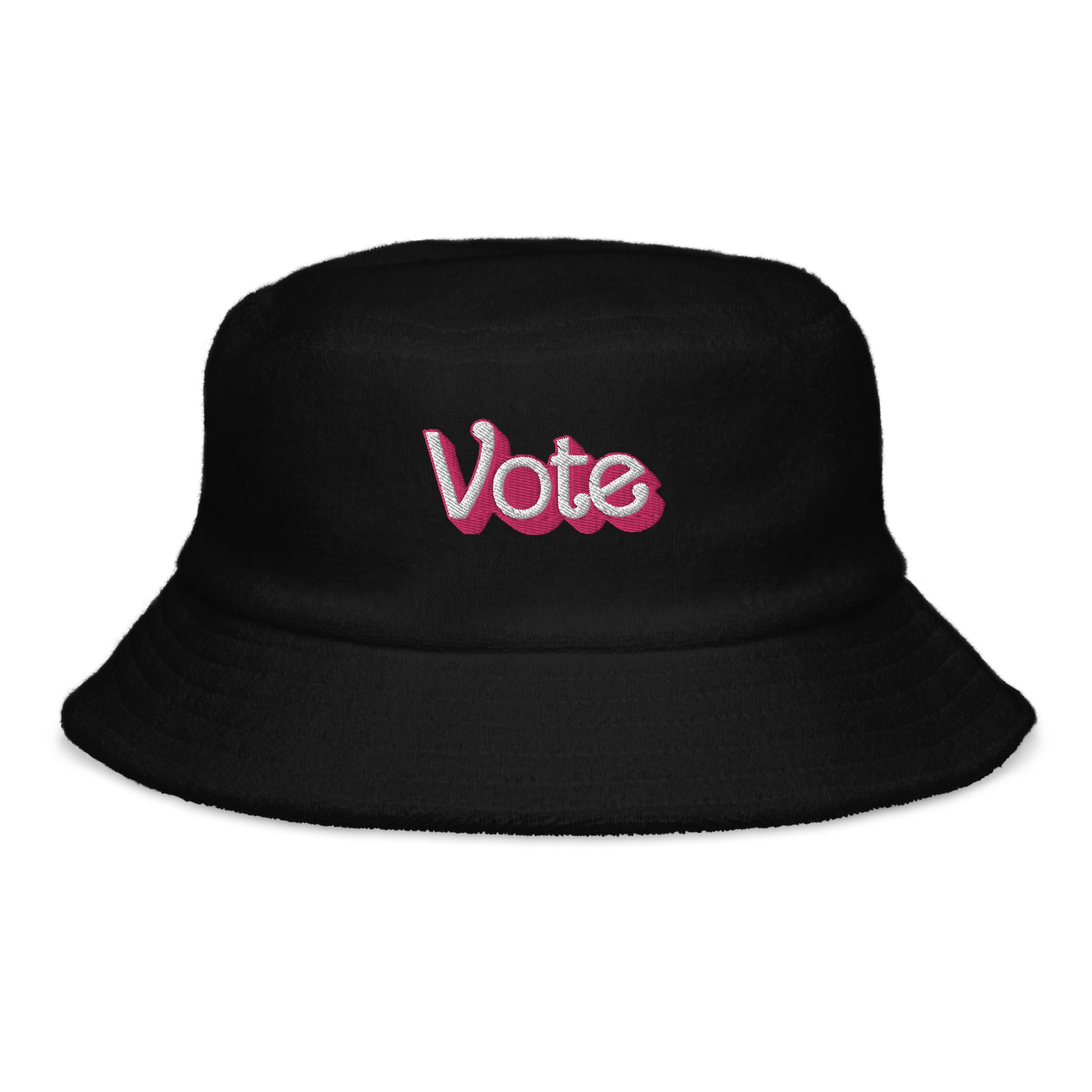VOTE PINK- Embroidered Terry Cloth Bucket Hat