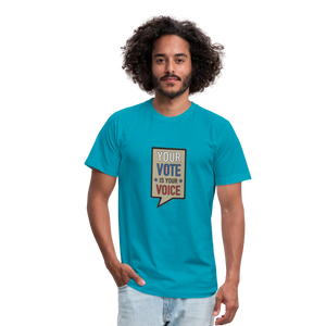 Your Vote is Your Voice - Unisex Jersey T-Shirt by Bella + Canvas - turquoise