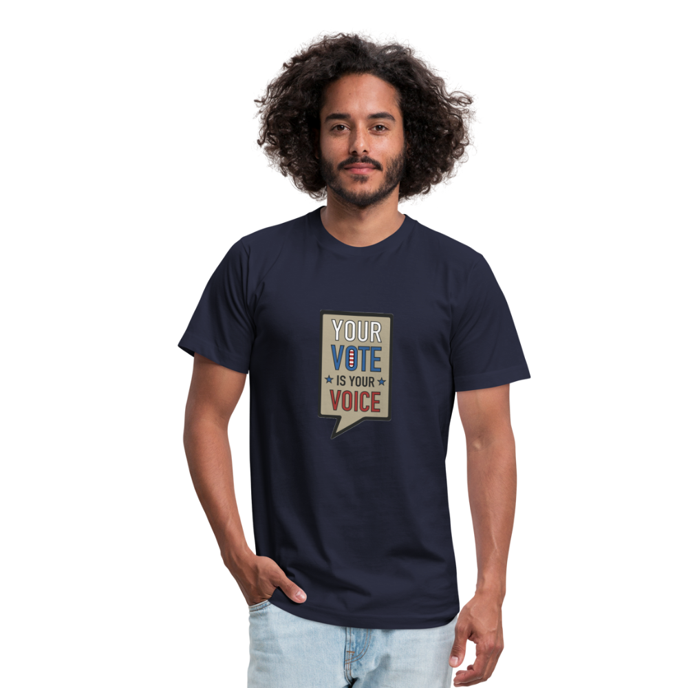 Your Vote is Your Voice - Unisex Jersey T-Shirt by Bella + Canvas - navy