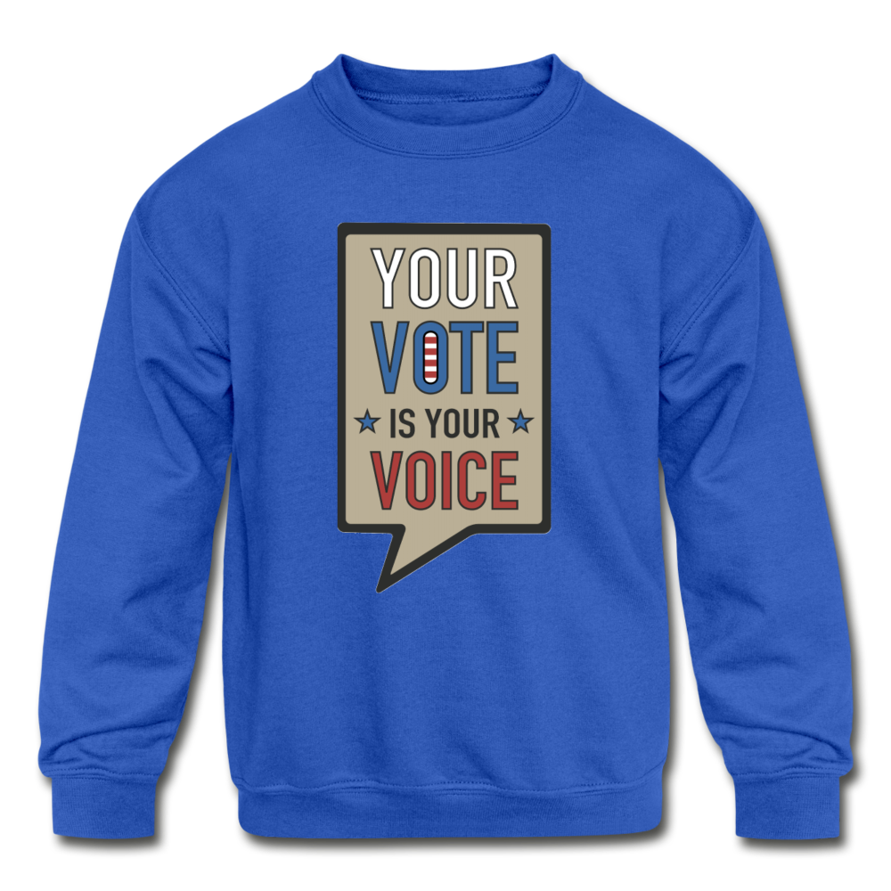 Your Vote is Your Voice - Kids' Crewneck Sweatshirt - royal blue