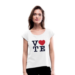 Vote Love - Women's Roll Cuff T-Shirt - white