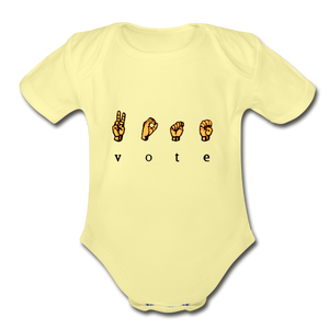 Sign - Organic Short Sleeve Baby Bodysuit - washed yellow