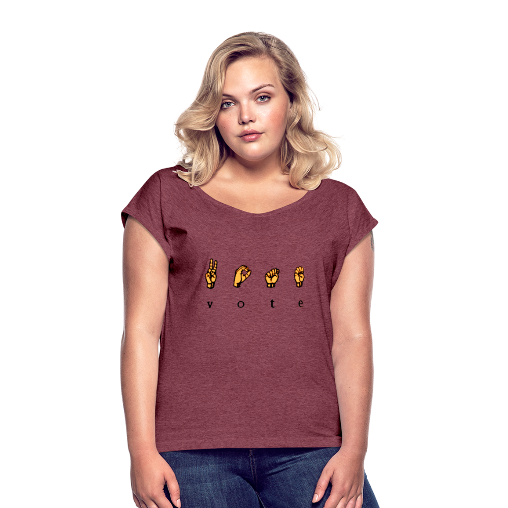 Sign - Women's Roll Cuff T-Shirt - heather burgundy