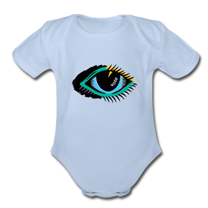 Organic Short Sleeve Baby Bodysuit - sky