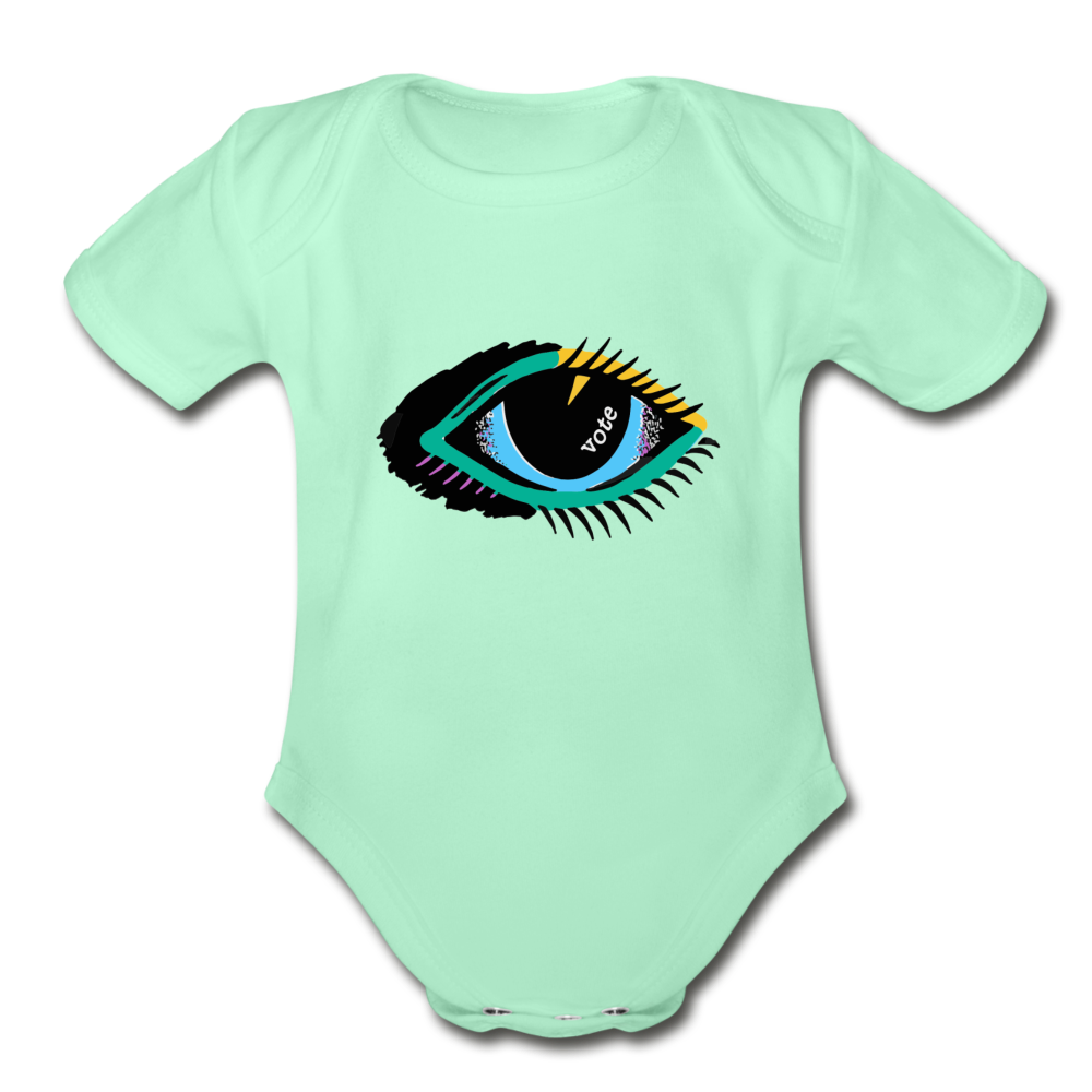 Organic Short Sleeve Baby Bodysuit - light mint