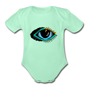 Organic Short Sleeve Baby Bodysuit - light mint
