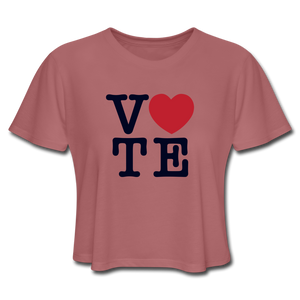 Vote Love - Women's Cropped T-Shirt - mauve