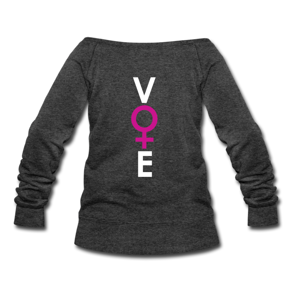 She Votes - Women's Wideneck Sweatshirt - Back - heather black